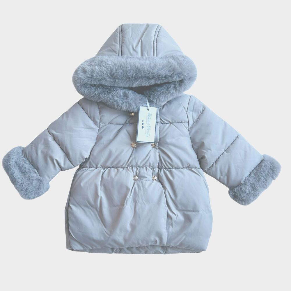 Tartine Et Chocolat Infant Baby Girl's Light Gray Jacket Coat Fur 12 Mo (1A)